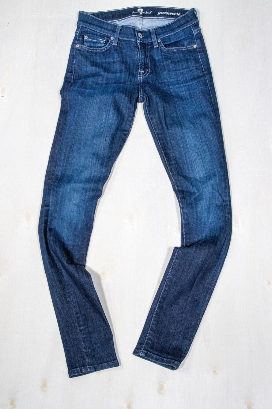 7 For All Mankind Skinny Jeans Womens 26 Dark Wash Mid Rise Stretch Denim